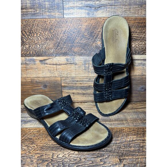 Women's Sz 9 Clarks Slip On Sandals Boho Summer Sandals - Picture 1 of 9